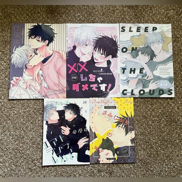 Lot of 5 Jujutsu Kaisen Gojo x Megumi Doujinshi Anime Unofficial Fanbook Yaoi BL - Picture 1 of 8